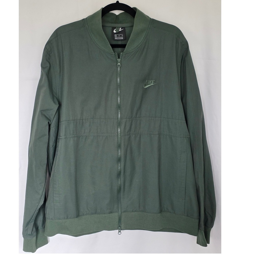 Nike Men's XL Woven Players Jacket Jade Green Full Zip Bomber CU4311-337 Varsity